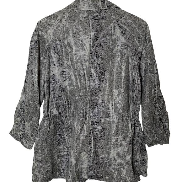 Chico's Jacket Size 1 (M) Snake Skin Safari Full Zip Jacket Pockets Waist Tie - Picture 2 of 5